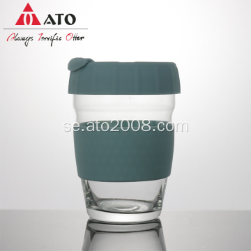 Grön silikonhylsa rese tumbler glas kaffekopp